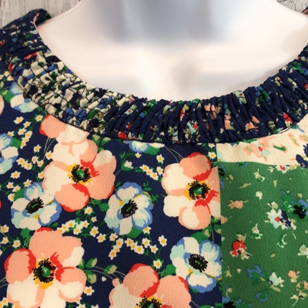 Zara Basic Floral Patchwork Cold Shoulder Dress S… - image 2